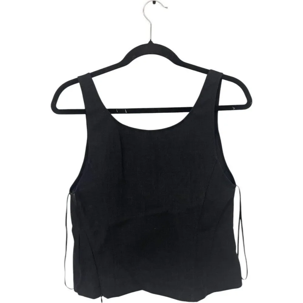 Massimo Dutti Womens Top S Small Tank Gray Stretch Seam Details 5118/818 NWT